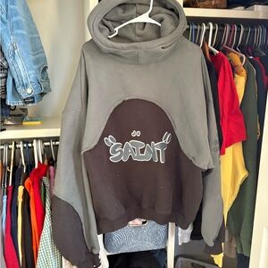 Saint Graphic Hoodie in Gray and Black